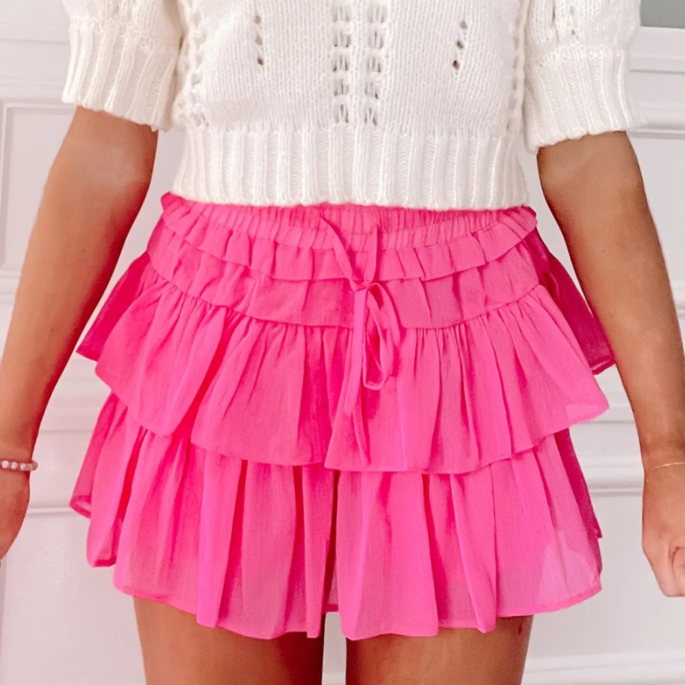COPY - Boutique Pink ruffle mini skirt